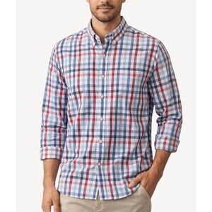 J.Crew Flex Washed Plaid Button Down Shirt Red Blue White Gingham Shirt XL